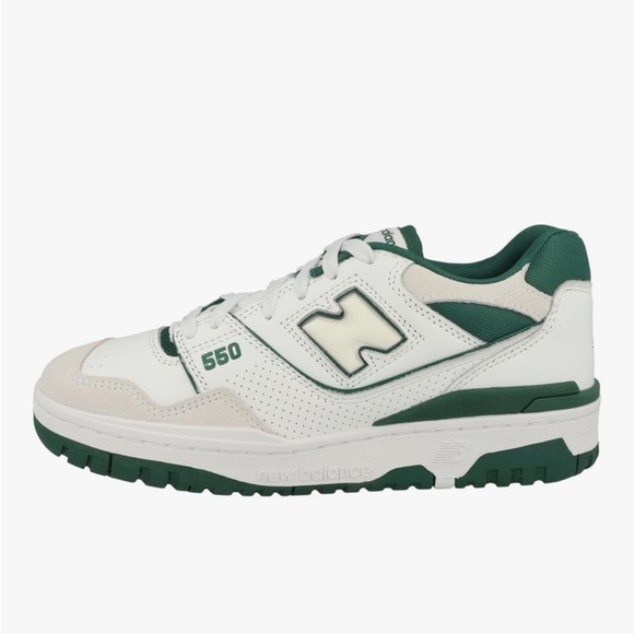 New Balance Men's 550 White and Dark Green Sneakers - Picture 5 of 5